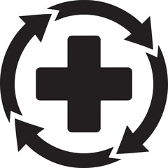 Obraz premium Medical Assistance Cross Circulation Sign Health Care Treatment Aid Cycle Renewal