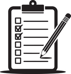Fototapeta premium Checklist Clipboard with Pencil Vector Illustration isolated on Transparent Background