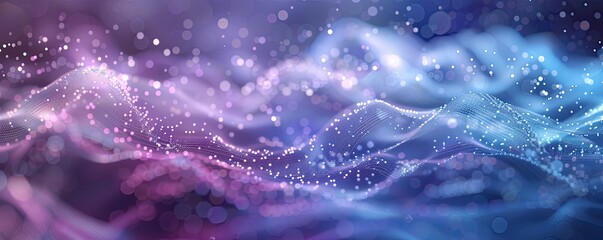 Abstract ribbons with particles flowing in space. Use as background for design