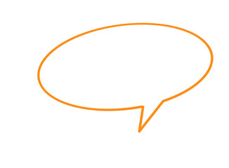A simple orange outline of a speech bubble, isolated on a transparent background, representing communication, conversation, or ideas