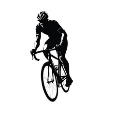 Fototapeta premium Black silhouette of a male cyclist on a road bike vector illustration bicycle sport
