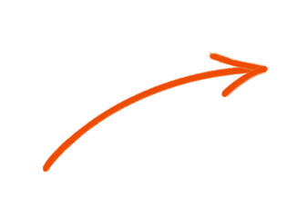 A simple, handdrawn orange arrow pointing to the right, isolated on a transparent background, symbolizing direction, progress, and movement forward in a clear and minimalist design
