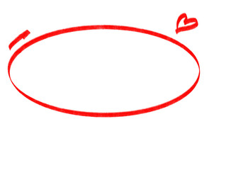 A handdrawn red oval speech bubble with a small heart in the corner, isolated on a transparent background, perfect for adding text or messages in a creative and whimsical way, conveying love or affect