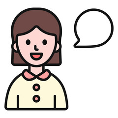 여자 말풍선 안내 아이콘