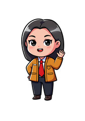 Obraz premium Cute Chibi Business Woman Character Illustration png clear alpha channel cutout isolated on transparent background