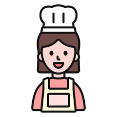 여자 요리사 얼굴 아이콘
