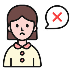 엑스 여자 말풍선 아이콘