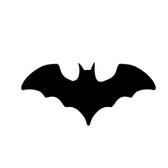 Black Bat Silhouette Isolated on White Background