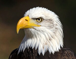 Obraz premium A close-up portrait of a majestic bald eagle, showcasing its piercing gaze.