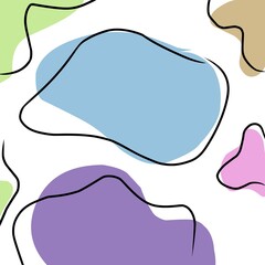 Artistic raster illustration of overlapping colorful organic shapes