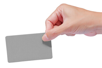 hand holding a blank card isolated. high quality png image