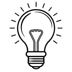 Elegant Minimalist Light Bulb Line Art Vector Icon with Geometric Diamond Filament, Representing Brilliant Idea, Innovation, and Creative Technology.

