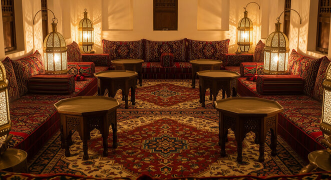 Traditional Kuwaiti Diwaniya Interior Setup