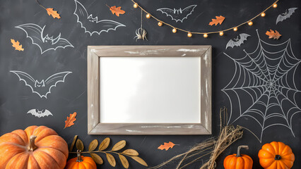 Chalkboard Market Frame for local market/festival promotions and thumbnail, halloween blackboard