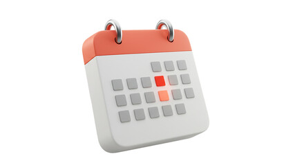 3d illustration of a calendar with a red marked day on a black background