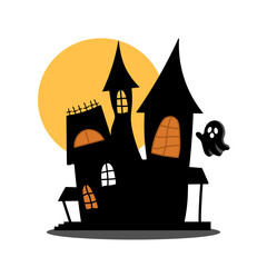 A Simple Black Halloween House Silhouette