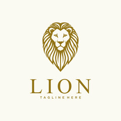 Elegant golden lion head logo with intricate details, perfect for branding and design.