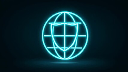 Neon surfboard icon glowing on a dark background for design elements