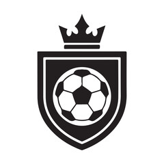 Obraz premium Football Club Logo Shield with Crown and Ball – Soccer Team Crest Vector