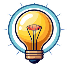 Fototapeta premium Bright Glowing Light Bulb Vector Illustration, Full Color Graphic for Brilliant Idea, Innovation, Energy, and Creative Concept Art, Isolated on White Background.