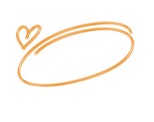 Naklejka premium A simple, handdrawn orange oval frame with a small heart on the side, isolated on a transparent background, perfect for adding text or design elements to create a unique and personalized look for vari