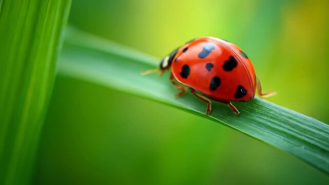 Ladybug on a green leaf close up of insect and foliage