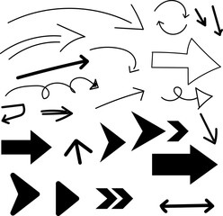 liner Arrow icon set doodle elements  black arrows icons