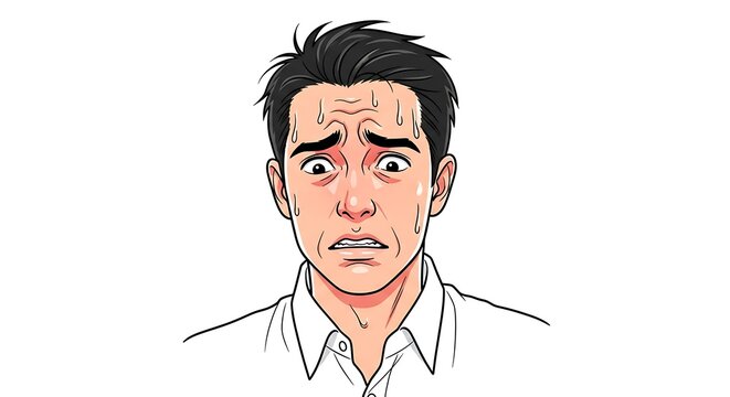Man with Anxious Expression - A Portrait of Worry and Concern.