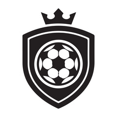 Obraz premium Football Club Logo Shield with Crown and Ball – Soccer Team Crest Vector