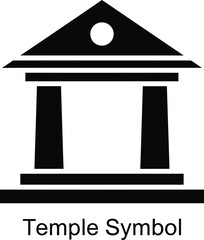 Simple black silhouette of a temple building icon
