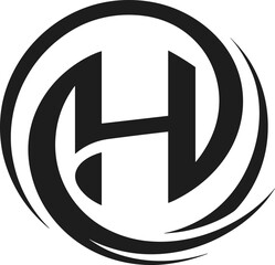 Creative H letter logo design, abstract circle emblem vector, modern business identity symbol, branding icon illustration, minimalist black monogram mark style
