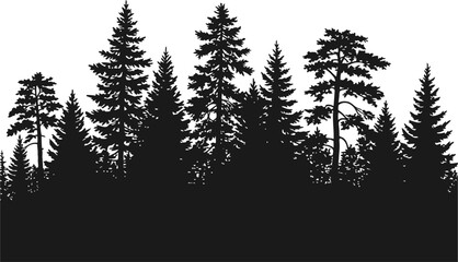 Obraz premium Tree Forest Silhouette Vector Illustration