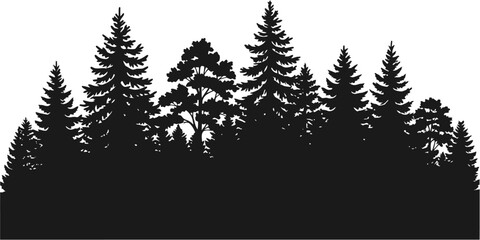 Obraz premium Tree Forest Silhouette Vector Illustration