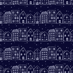 Seamless pattern with hand drawn doodle vector illustration on dark background