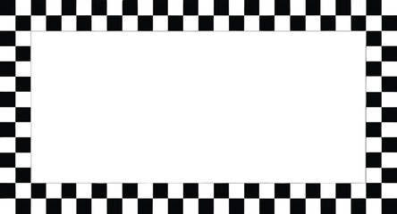 Black and white checkerboard frame isolated. Checkered pattern. Banner seamless chessboard, checkerboard texture. Wide checker background. Square checker texture
