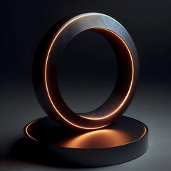 Dark Alloy Pedestal with Orange Glow