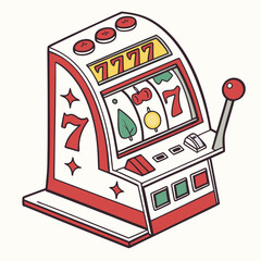 Red and white slot machine with 777 symbols casino 1