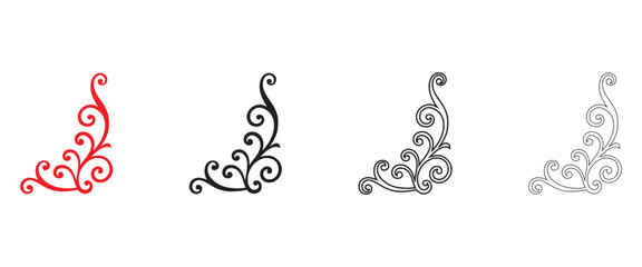 Vintage ornament corner frame, swirl corner for decoration, lace borders and elegant corners vector illustration