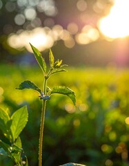 Young plant in sunlight