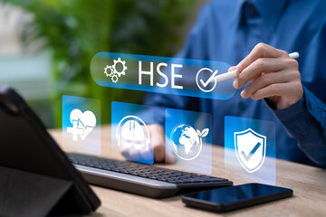 Health Safety Environment Concept, Businesswoman Managing Industrial Standards, Workplace Safety, Environmental Responsibility, Corporate Compliance, HSE Management, Business Risk Prevention