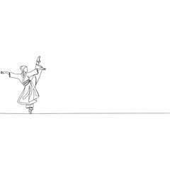 Elegant Dancer in Motion - A Single Line Art Illustration.
