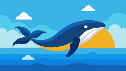 Whale swimming in the ocean illustration