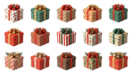 Christmas Gift Boxes Collection – Transparent Background