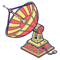 Red yellow satellite dish isolated antenna communication