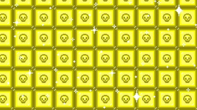 Pixel art tile scull icon Looping animated background. 1080P (3)