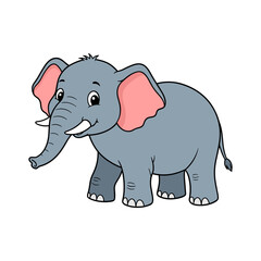 Cute Cartoon Elephant Vector Illustration