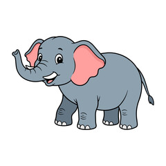Cute Cartoon Elephant Vector Illustration