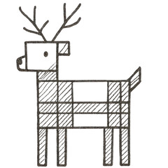 Toy Reindeer Christmas Outline Illustration