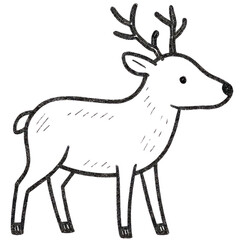 Standing Reindeer Christmas Holiday Outline Illustration