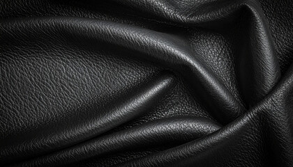 Fototapeta premium Black leather interior. Close up shot of stitches on a luxury car seat. 